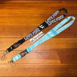 2x New VS LOVE PINK Lanyards Black & Teal/Mint